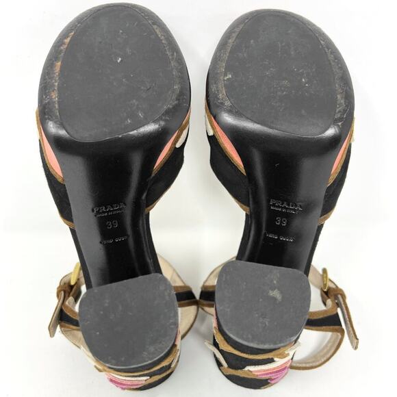 Prada Suede Floral Appliqué Platform Sandals – Size 39 - Picture 7 of 8